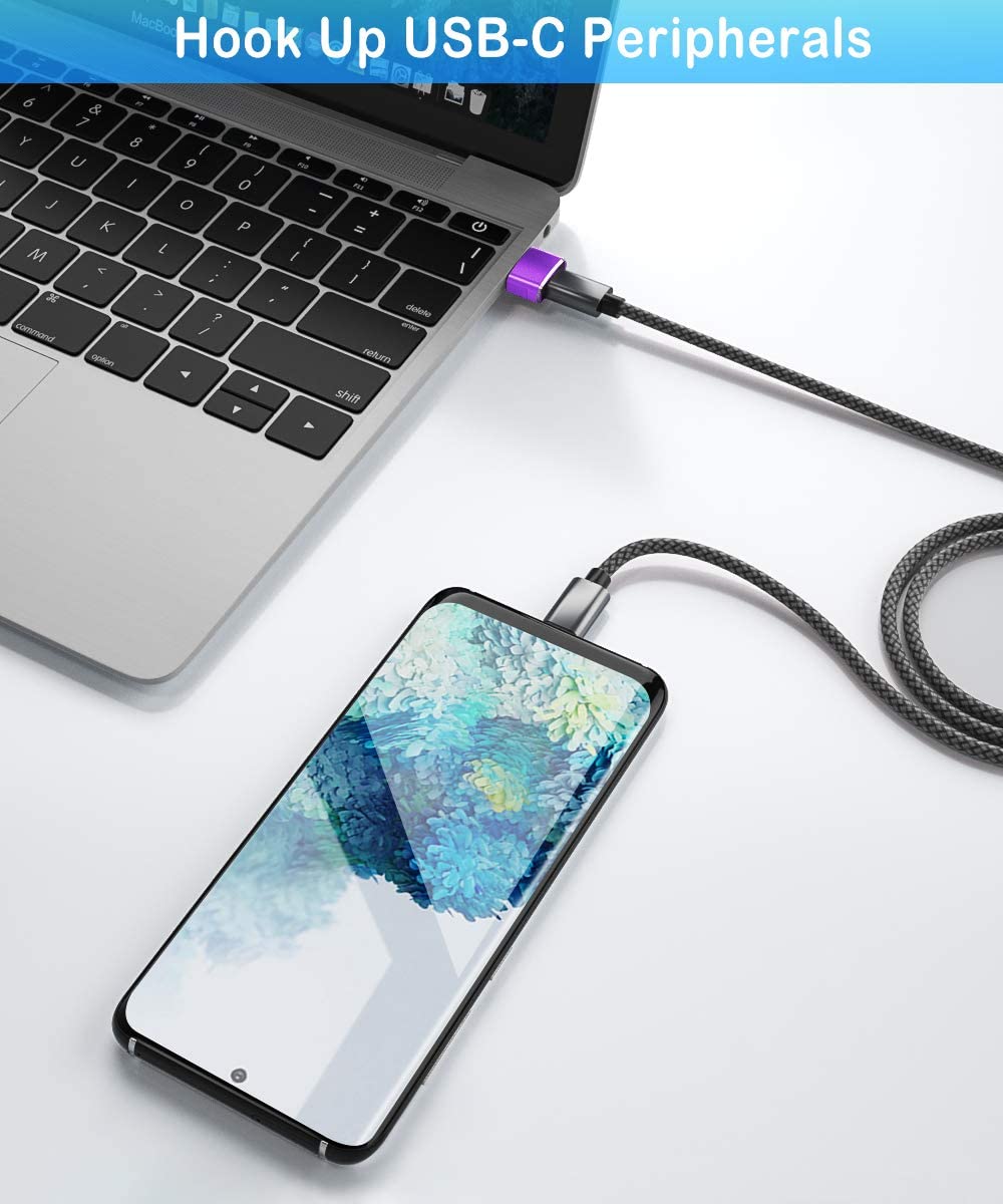 USB C Female to USB Male Adapter 4 Pack (Purple)