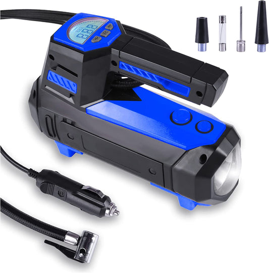 Air Compressor Tire Inflator, Blue, 	8.98 x 7.2 x 3.74 inches